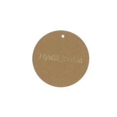 Hängetikett hyvää joulua brun rund   UTFÖRSÄLJNING